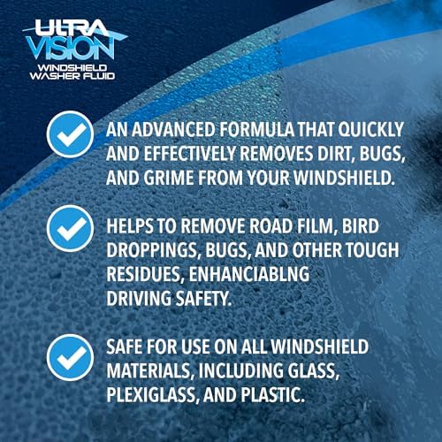 UltraVision Windshield Washer Fluid, Ready-to-Use Pre-Mixed Formula, Streak-Free Cleaning for Crystal-Clear Visibility, All-Weather Performance, +32°F, 1 Gallon
