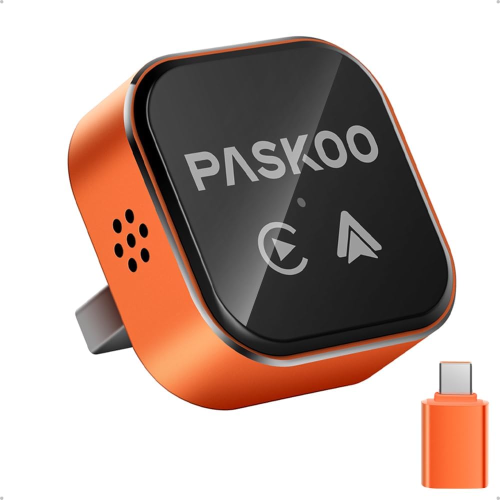 PASKOO Wireless CarPlay Adapter for Apple iPhone & Android Phones, Multi-User Seamless Connection for Convert Wired to Wireless Car Play Adapter, Zero Latency, Plug & Play for 2016+ Vehicles