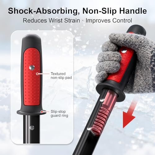 BREWIN TOOLS Adjustable 30–60” Heavy-Duty Ice Scraper and Ice Chopper with Shock-Absorbing Grip, Beveled Blade for Driveway, Sidewalk, Patio, Garage, Yard & Outdoor Stairs, Easy Assembly Winter Tool