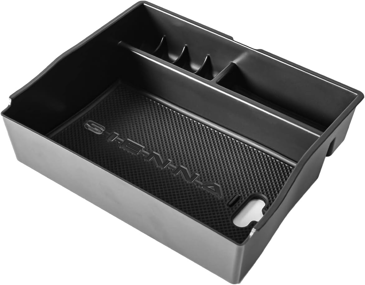 EDBETOS Center Console Organizer Tray Compatible with Sienna Accessories 2011-2015 2016 2017 2018 2019 2020 Secondary Armrest Storage Glove Box Dividers MPV ABS Black Materials (BlackSienna)