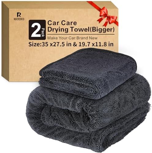 Microfiber Towels For Cars 2-Pack Car Drying Towel 1300 Gsm Ultra-Large Soft Microfiber 35" x 27.5" & 19.7" x 11.8" Towels Are Great For Car And Home Cleanups No Streaks, Scratches Or Water Spots
