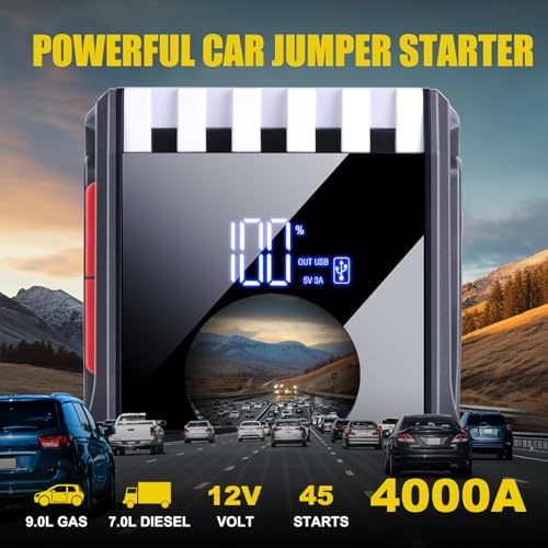 012 Jump Starter Car Jumper Starter Portable with 150PSI Tire Inflator, Battery Jumper Starter Portable, Air Compressor, Flashlight