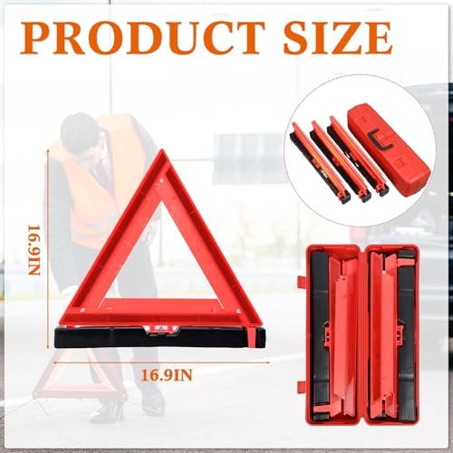 Kanayu 9 Pcs Warning Triangles Dot Reflective Foldable Emergency Safety