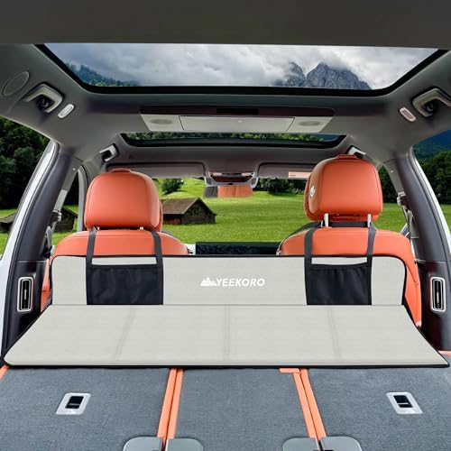 Car Rear Seat Mattress Extension Plate, Foldable Car Back Seat Extender,Portable Mattress for Sleeping, Increase Travel Trunk Space and Car Bed Camping Space for Cars, SUV, Model Y/3(Grey)