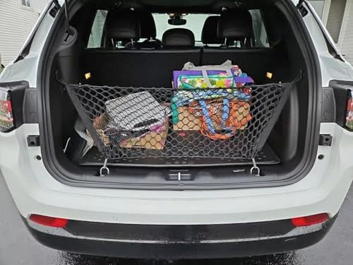 Rear Trunk Organizer Cargo Net for Jeep Compass Patriot Renegade 2007-2025 – Envelope Style Black Cargo Net for SUV – Premium Mesh Car Trunk Organizer Vehicle Carrier Storage