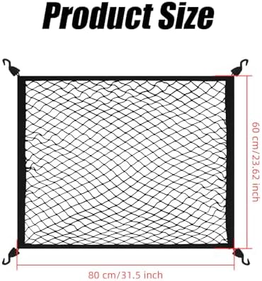 Highly Elastic Cargo Net, Truck Bed Netting for Cargo with 4 Net Hooks
