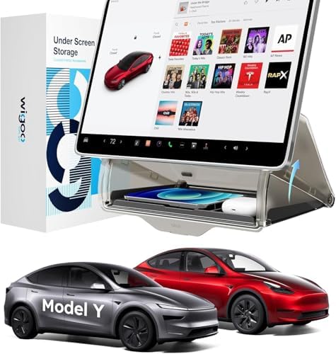 Wigoo Under Screen Organizer for Model Y 2019~2026, Including Model Y Juniper 2025~2026 (Standard, Premium & Performance), Concealed Center Console Organizer Tray, Quick & Stable Installation