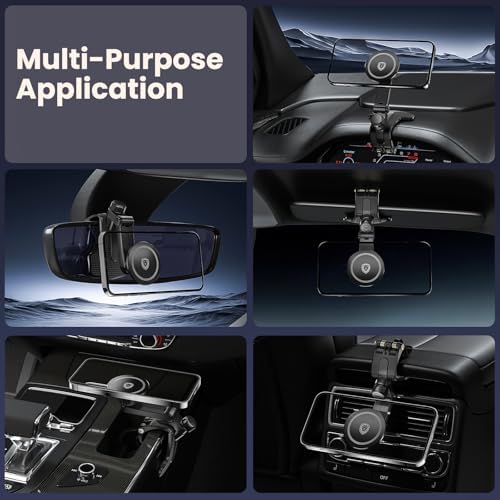 JunDa Universal 360-Degree Rotating Car Phone Holder, Multifunctional Dashboard Phone Mount with Clip for All Smartphones, Secure Flexible Grip for Car Dash & Rearview Mirror