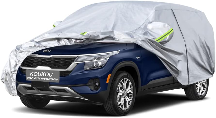 Koukou 6 Layers Car Cover Custom Fit Cadillac XT4 from 2018 to 2025, Waterproof All Weather for Automobiles, Sun Rain Dust Snow Protection. (Ships from US Warehouse, Arrive Within 3-7 Days)
