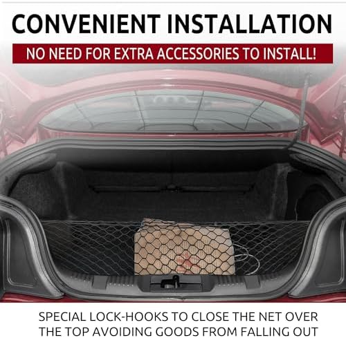 Envelope Style Automotive Elastic Trunk Cargo Net for Ford Mustang 2015-2026 - Premium Trunk Organizer and Storage - Luggage Net for Coupe - Car Organizer for Ford Mustang 2015-2026