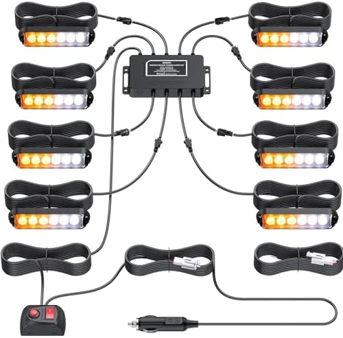 Justech Surface Mount Strobe Lights for Trucks, 8 PCS 6 LED Warning Kit