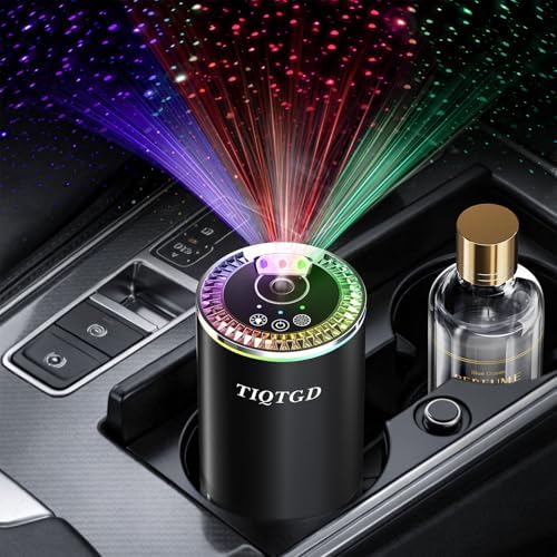Smart Car Air Freshener, Car Air Freshener Diffuser with Three Color Starry Sky Projection, Auto On/Off Aroma Diffuser, 3 Adjustable Mist Modes Rechargeable Aromatizante para Carro, Cologne