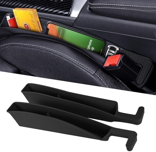 2PCS Car Seat Gap Filler Organizer, Multifunctional Seat Gap Storage Box for Phone Key, Stop Things from Dropping Between Seat and Console, Universal Interior Car Accessories (Black)