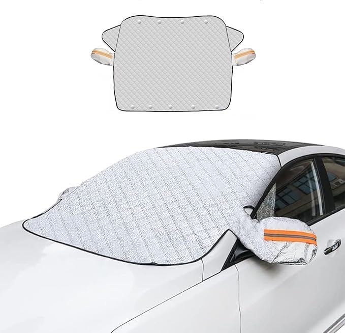 Car Windshield Snow/Sun Cover Aluminum Foil Multi Layers Thickened Magnetic Wipers Protection for Most Sedan Truck Van SUV