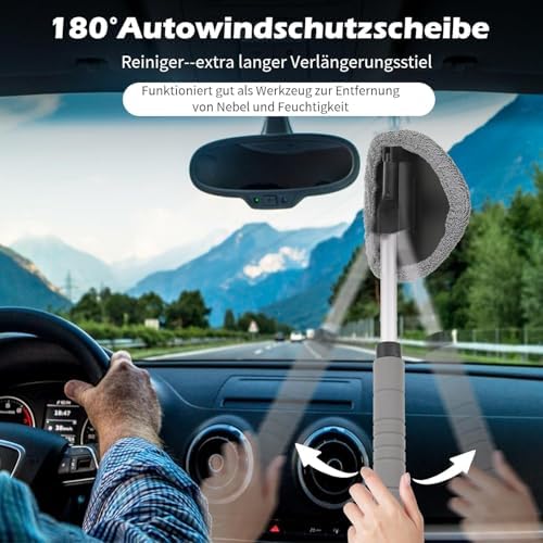 Car Windshield Cleaning Brush for 2025 2026 Tesla Model Y Juniper 5-Seats, Telescopic Window Cleaner Tool Auto Interior Glass Wiper Wand Fog Mist Remover Kit