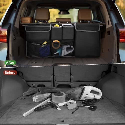 XHRING Car Trunk Organizer Storage Backseat Hanging Organizer Bag for Ford Bronco/Bronco Sport Escape Explorer Edge Expedition Ecosport 2/4 Door Sport Base Limited XL XLT SUV Accessories 2000-2026