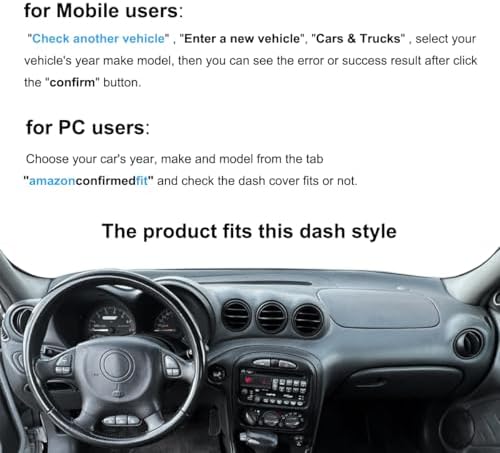 Dash Cover Mat Custom Fit for Pontiac Grand AM (Black) K208
