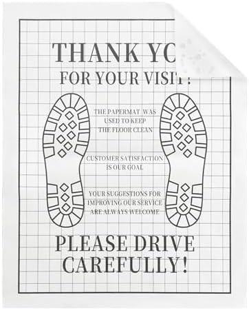 Paper Floor Mats for Cars, Disposable White Automotive Floor Mats, Waterproof Kraft Paper Car Floor Mats, Temporary Car Detailing Supplies, Interior Car Accessories for Auto Dealership (100)