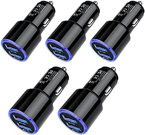 Car Charger Adapter, 5Pack 4.8A Dual Port Fast Charge Car Phone Charger