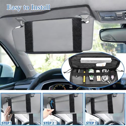Car Visor Organizers Tactical Visor Molle Heavy Duty Zipper Storage Pouch Molle Panel Accessories Sun Visor Organizer Tactical Molle for Cars SUV Trucks