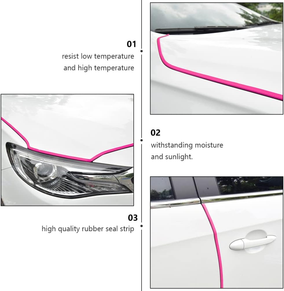 Sewroro Car Door Guards Strip U Shape Flexible Car Door Protector Car Door Sealing Strip Car Door Guards Trim for Most Universal Models Rosy