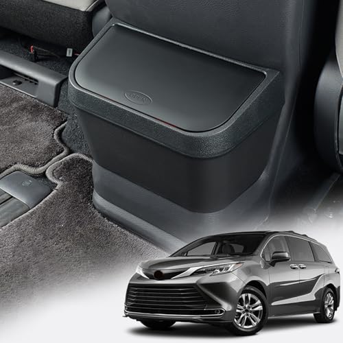 PACEWALKER Car Trash Can for Toyota Sienna 2024 2023 2022 2021 Modification Waterproof in- Trash can for Toyota Sienna 2021-2024 Accessories Black