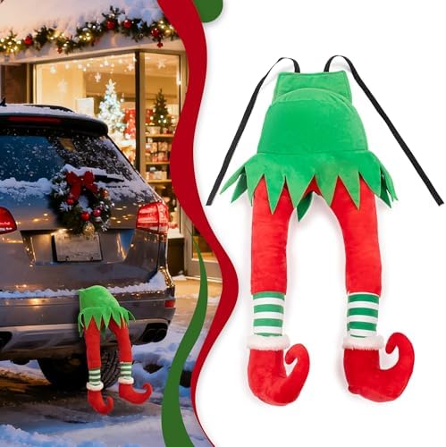 22 Inch Christmas Stuffed Elf Legs for Trunk of Car and Tree Decorations, Hanging Santa Legs Christmas Car Auto Accessories Decor Indoor Outdoor, Pack of 1