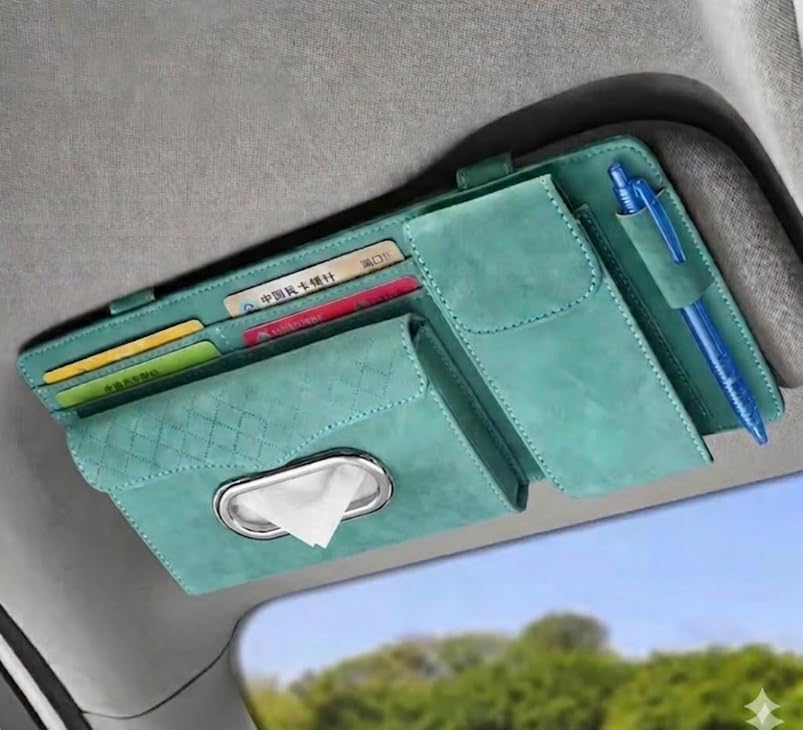 Multifunctional Car Visor Organizer (Suede leather - Blue)