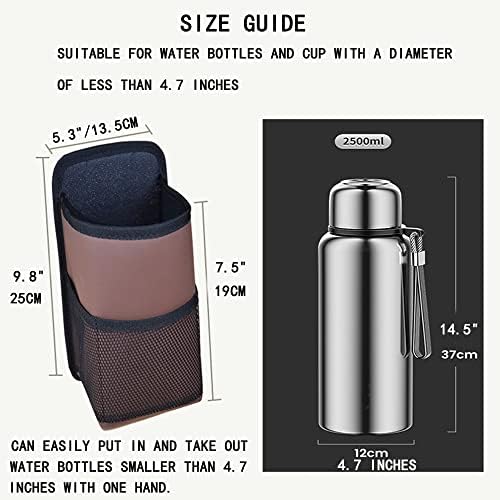 2 in 1 Large Cup Holder, 80 oz Auto Water Bottle Holder Bag, Bottles & Big Drinks. Hanging Multi-Function Mini Car Seat Side Organizer, Phones, Stuff Holder with Mesh Pocket for Cars, SUV & Truck