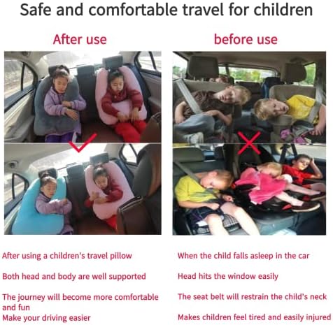 FHSGGP Travel Pillow Car Pillow Kid Car Sleeping The Sleeping Aid for Adults and Kids on Road Trips Kids Travel Pillow Gray