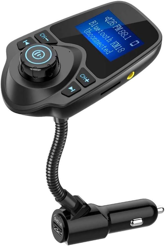 Nulaxy Bluetooth 5.4 Car Adapter FM Transmitter with 1.44" LCD Screen Black