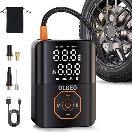Portable 160PSI Cordless Tire Pump with Digital Gauge, Auto Stop & LED