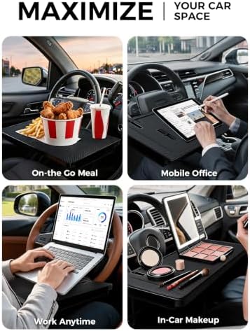 Steering Wheel Tray for Laptop & Eating, Adjustable Car Desk