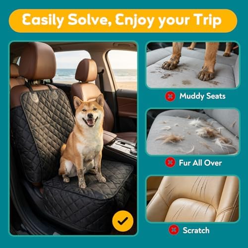 Dog Car Seat Covers Waterproof Front Pet Seat Cover, Full Protection Seat Cover with Side Flaps for SUV Truck Car, Nonslip Scratchproof Universal Fit, Black