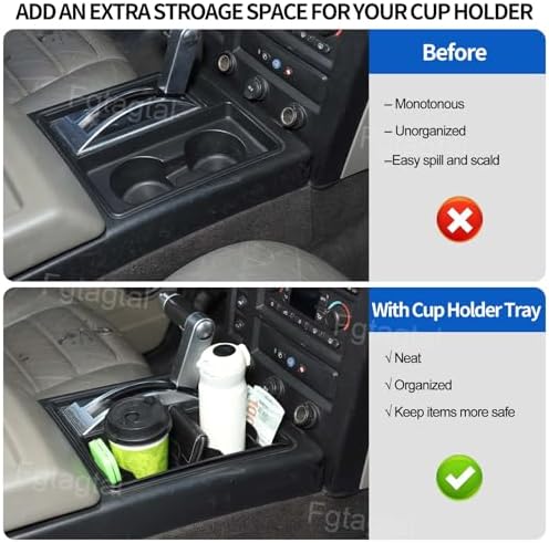 Center Console Cup Holder Compatible with Hummer H2 2003-2009 TPE Cup Holder Expander Pad Console Tray Box Interior Insert Storage Container Accessories