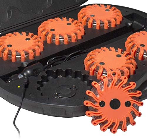 6-Pack Rechargeable 16-LED Safety Disc Kit with Charger and Carrying Case