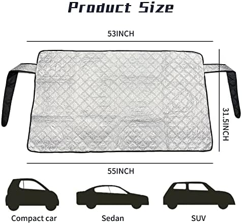 jeseny Pack-1 Rear Windshield Snow Cover, Back Window Frost Cover Offers Complete Protection from Snow, Ice and Other Winter Debris, Fits for Most SUVs/Vans (Silver#XD006/55"*31.5")