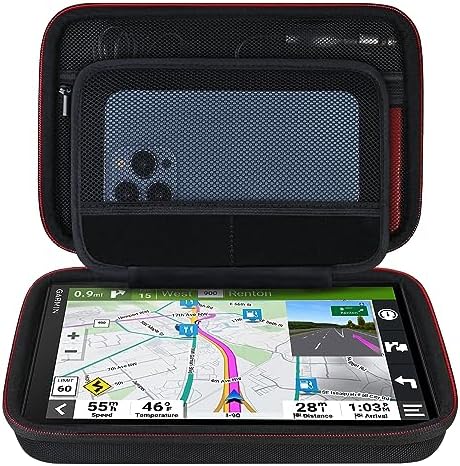 Elonbo GPS Carrying Case for 6-8 Inch Garmin DriveSmart 86 / dezl OTR800 / dezl OTR810 / RV 890 / RV 895 GPS Navigator System, Extra Mesh Pocket Fits Car Charger USB Cable, Black