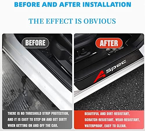 4Pcs Car Door Sill Protector for RLX/MDX/ZDX/TLX/TL/RDX Series Accessories Fit for A SPEC, Carbon Fiber Leather Door Sill Sticker, Decoration Door Sill Scuff Plate Sticker for Auto Truck SUV
