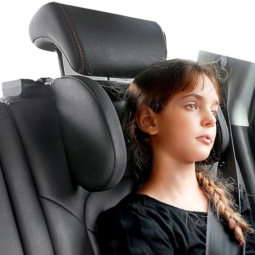 JZCreater Car Headrest Pillow, 180°Adjustable Head Neck Support Pillow, U- Shaped, Travel Sleeping Car Headrests, Only for Car Seat Headrest with 2 Metal Poles, Not for Fixed or Integrated headrests