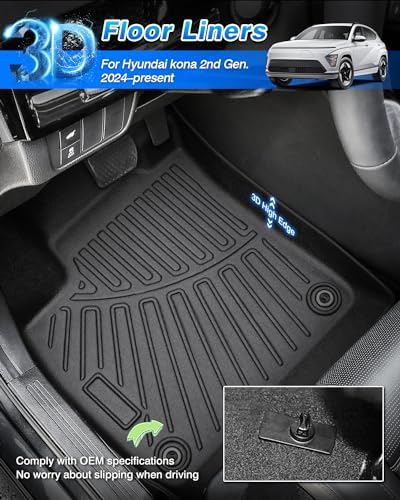 Cartist Floor Mats for Hyundai Kona 2024 2025 2026 (No Electric Model) Limited | N Line | SE | SEL, All Weather Cargo Liner for Kona Accessories, Heavy Duty Car Mats, Car Accessories