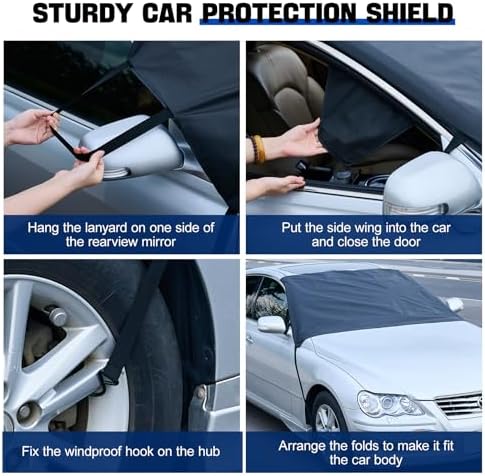 Subody Cldkz Windshield Cover for ice and Snow | 600D Three-Layer Composite Waterproof,Sunshade,Dustproof Fabric |Windshield Snow Cover for car, SUV, Truck|Winter car Accessories|car Windshield Cover