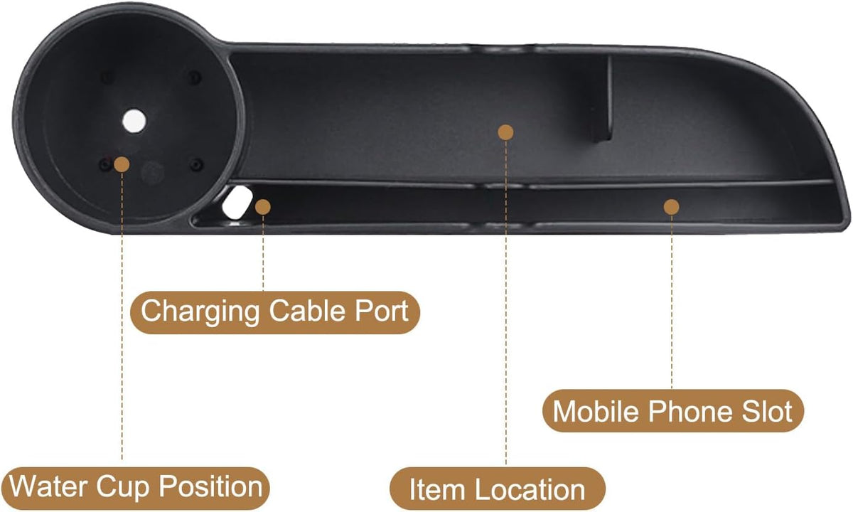 HARFINGTON 2pcs Car Seat Gap Filler Organizer 10.2 x 6.5 x 3.1 Inch ABS+Leather Universal Car Organizer Storage Box Between Seat and Console (Left+Right) with Cup Holders for Phone, Black