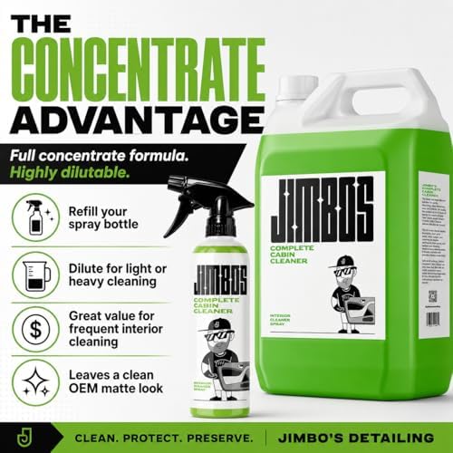 Jimbos COMPLETE CABIN CLEANER - Premium Car Interior Cleaner for Seats, Carpets, Upholstery, Dashboard, & More | All-Purpose Interior Detailer for Leather, Vinyl, and Fabric (128oz)