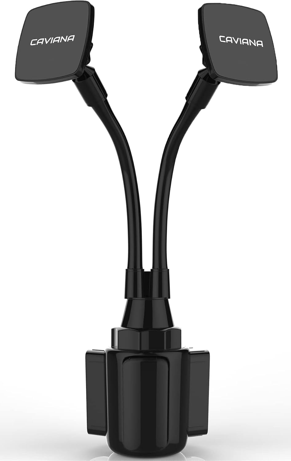 Dual Phone Holder for Car Cup Holder – Long Flexible Neck, 360° Rotatable Car Phone Mount - Adjustable Cell Cup Holder, Universal Size Fits 2 iPhone, Samsung, GPS and More (Cradle)