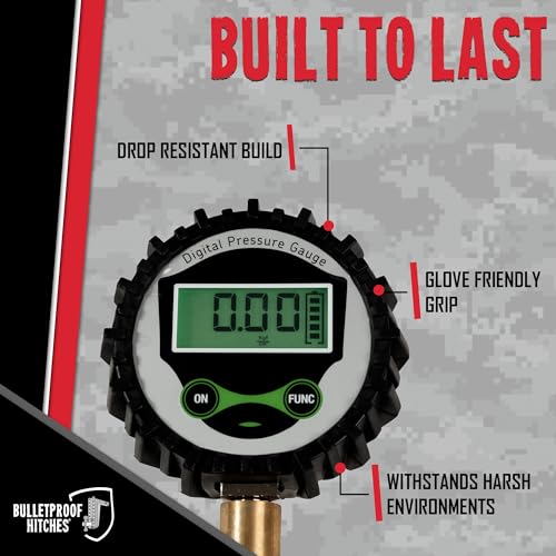 Bulletproof Digital Tire Pressure Gauge 0-200 PSI, Heavy Duty with Reinforced Rubber Hose, LCD Display, Bleed Valve | AAA Batteries Included - for Trucks, RVs, ATVs, Trailers and More