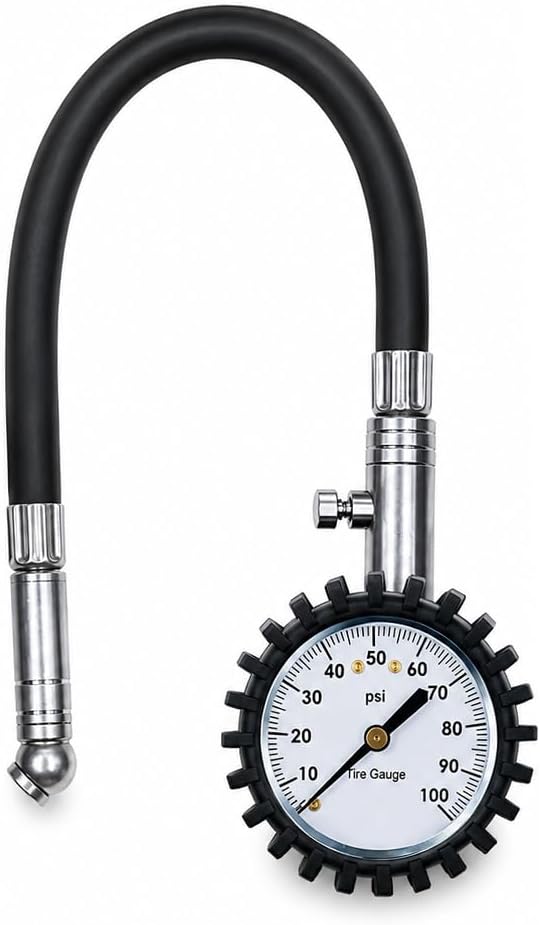 Car Tire Pressure Gauge, 0-100 PSI Easy-Read Vehicle Tire Air Pressure Gauge, Accurate Automotive Tirepressure Accessories with Large Dial, Universal Fit (Golden)
