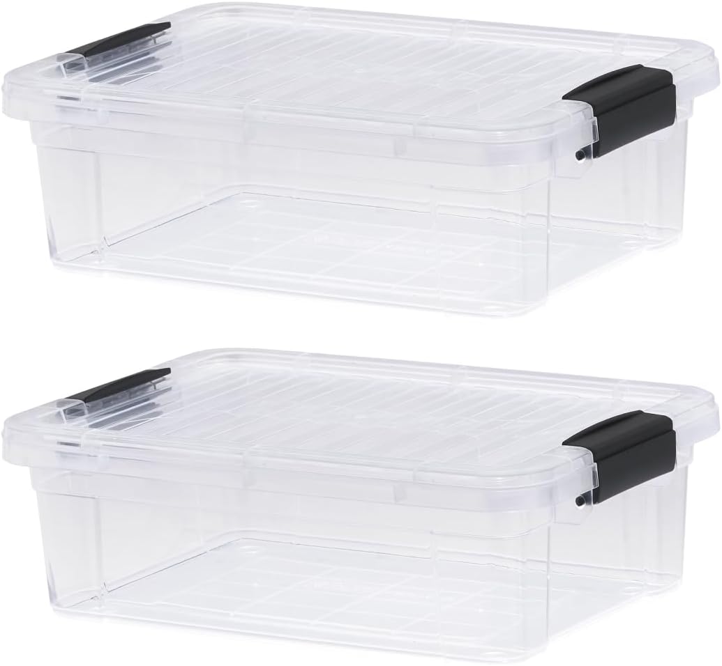 Superio Clear Storage Boxes with Lids, 3.4 Quart Plastic Container Bins for Organizing, Stackable Crates, BPA Free, Non Toxic, Odor Free, Organizers for Home, Office, School, and Dorm