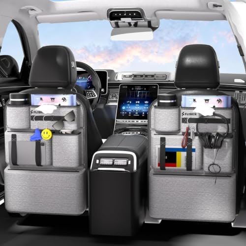 FLORICH 2 Pack Car Backseat Organizer and Trash Can 2-in-1, Premium Hanging Front and Seat Back Organizer, Waterproof Organizer Storage Upgraded for Car Truck SUV