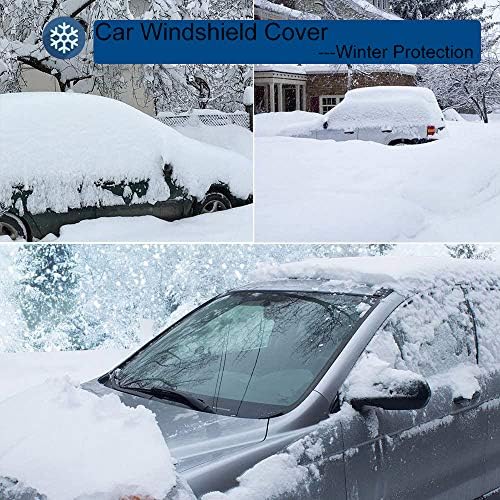 Beicarin Car Windshield Cover, Heavy Duty Thick Protective Windscreen Cover - Snow Ice Frost Sun UV Dust Water Resistent - Pefect Fit for Cars SUVs All Years Summer/Winter
